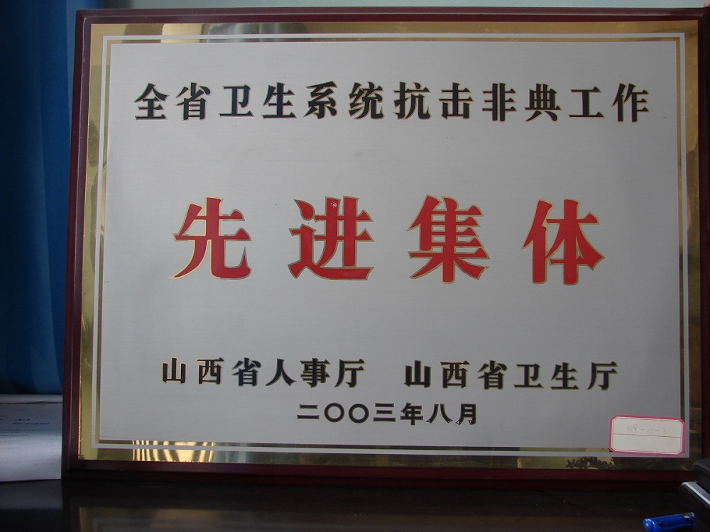 2003年， 全省卫生系统抗击非典先进集体”.JPG